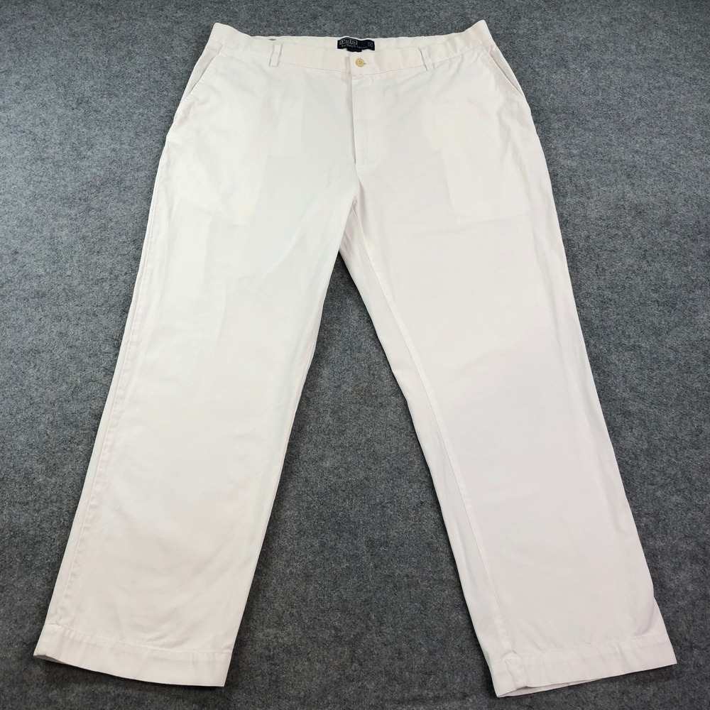 Polo Ralph Lauren Mens Pants 40/30 Classic Straight Leg White Cotton Chinos